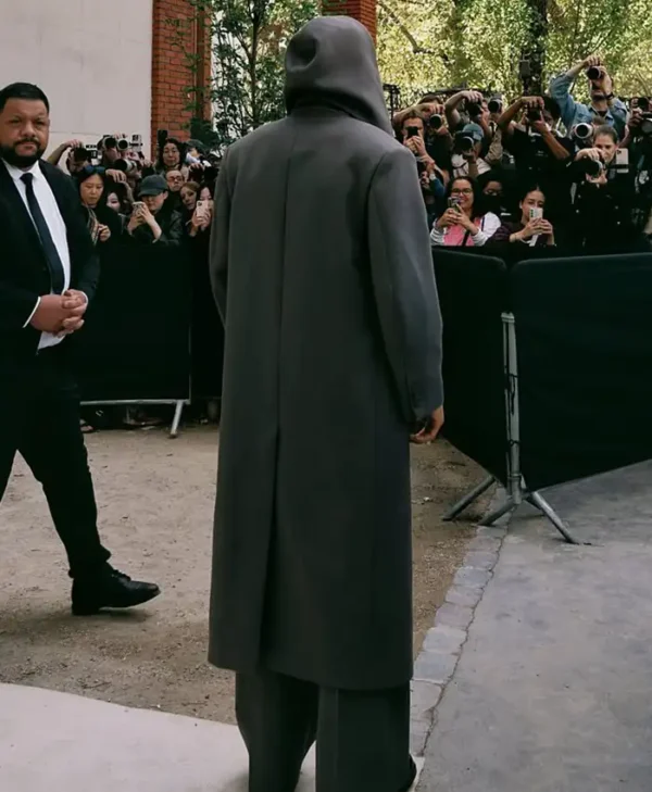 Men Balenciaga Grey Hooded Wool Coat