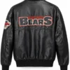 Men Black Real Leather NFL Bomber Coat