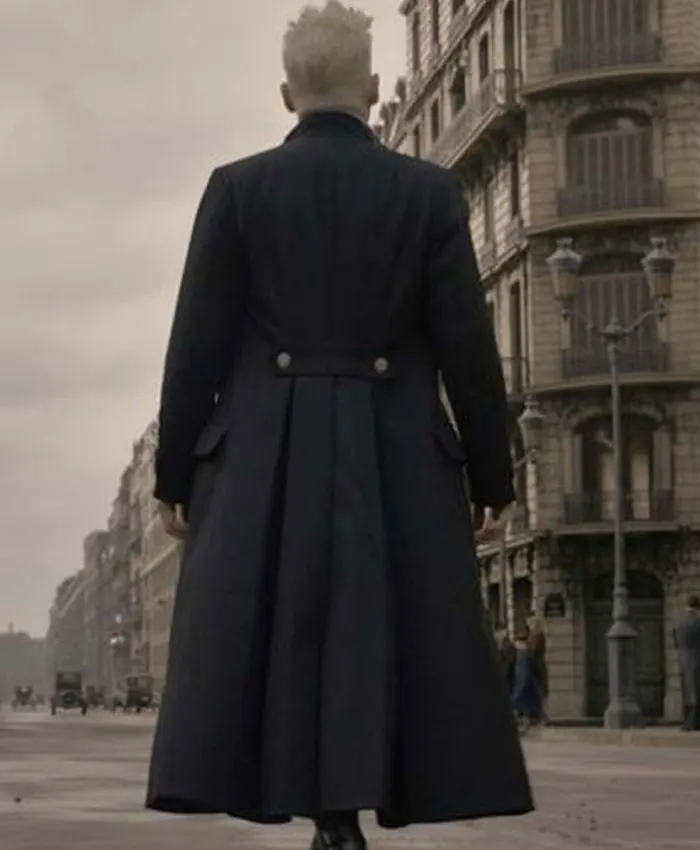 Men Johnny Depp Black Double Breasted Trench Coat