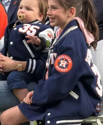 Men Justin Verlander Snap Button Navy Varsity Jacket