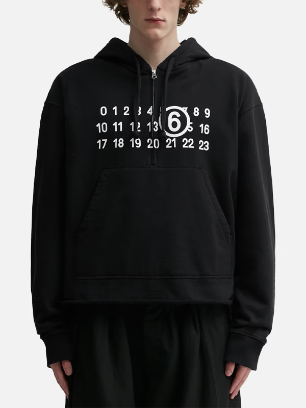 Men MM6 Maison Margiela Black Fleece Hoodie