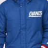 Men Starter NY Giants Blue Satin Hooded Parka