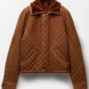 Men’s Brown Suede & Shearling Quilted Blouson Jacket