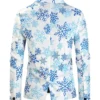 Men’s Christmas White Snowflake Print Blazer