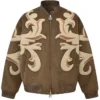 Men’s Patchwork Brown Suede Leather Bomber Jacket