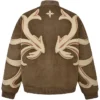 Men’s Patchwork Brown Suede Leather Bomber Jacket