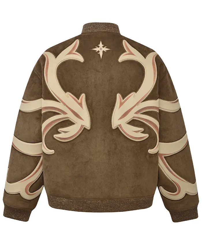 Men’s Patchwork Brown Suede Leather Bomber Jacket