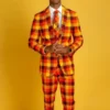 Men’s Thanksgiving Orange Plaid Suit