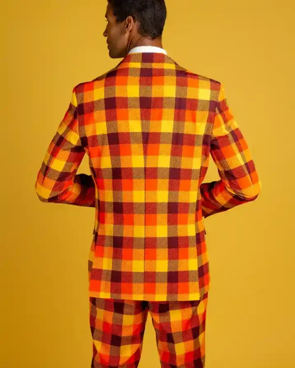 Men’s Thanksgiving Orange Plaid Suit