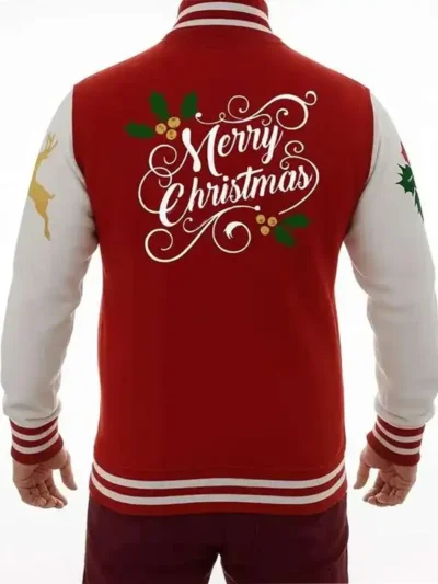 Merry Christmas Leather Sleeve Varsity Jacket 2026