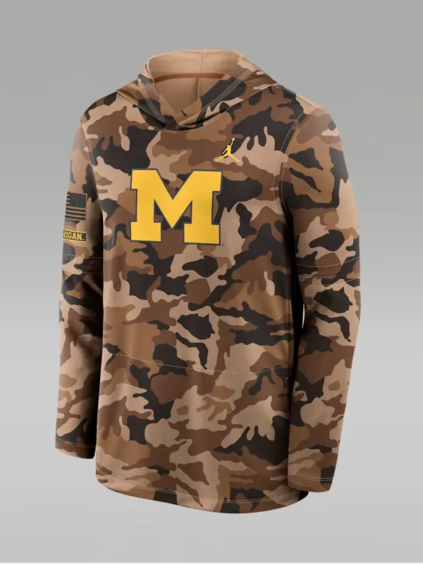 Michigan Wolverines Nike 2026 Military Appreciation Hooded Long Sleeve T-Shirt