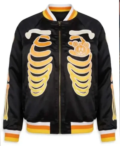 Mickey Mouse Skeleton Black Varsity Jacket