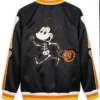 Mickey Mouse Skeleton Black Wool and Leather Letterman Coat