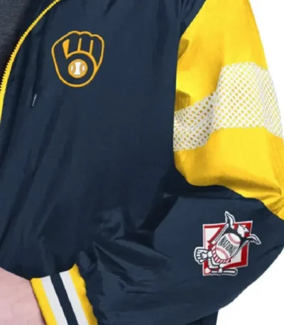 Milwaukee Brewers Legacy Lightweight Navy and Gold Hooded Jacket