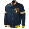 Milwaukee Brewers Midfield Navy Satin Jacket