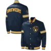 Milwaukee Brewers Midfield Navy Satin Jacket