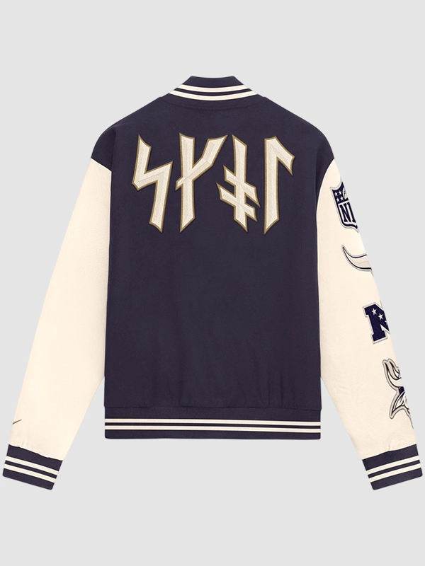 Minnesota Vikings Nike Purple Wool White Leather Varsity Jacket