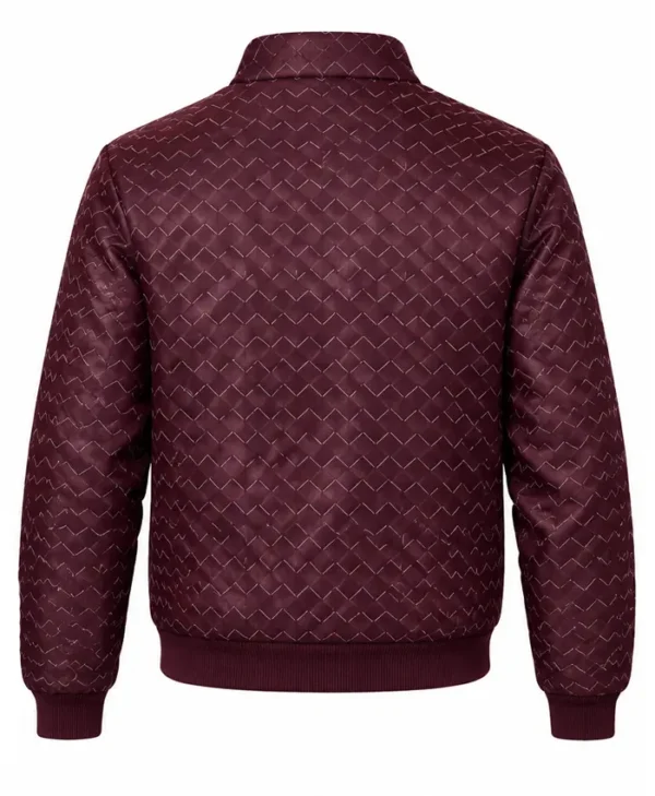 Monica Burgundy Crocodile Leather Bomber Jacket