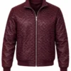 Monica Burgundy Crocodile Leather Bomber Jacket
