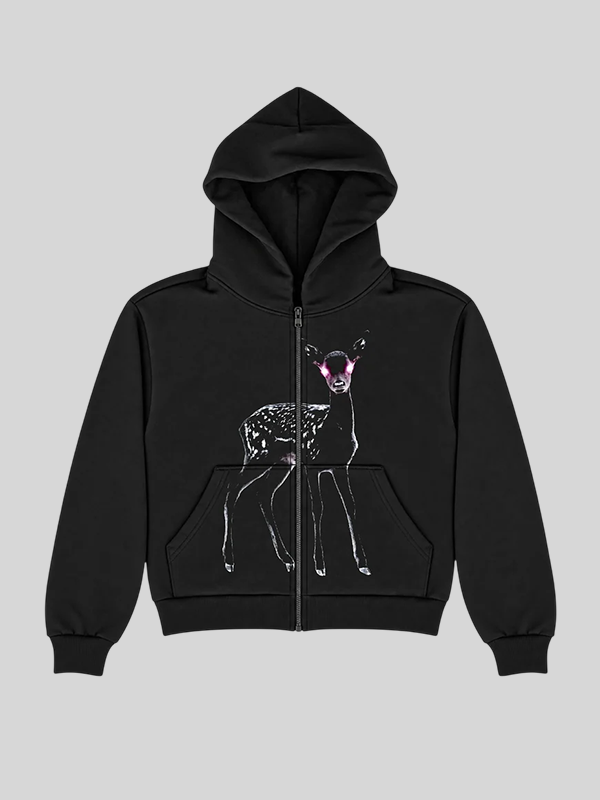 N0RTH4EVR Fawn Cropped Zip Hoodie