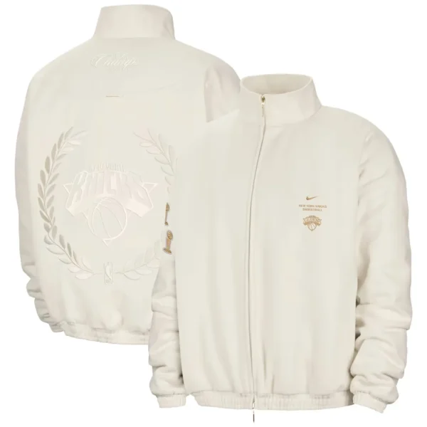 NY Knicks Nike 2026 NBA Finals Champions Cream Jacket
