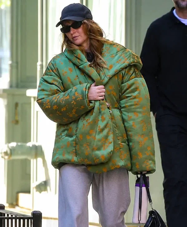 NYC 2026 Jennifer Lawrence Floral Green Jacket