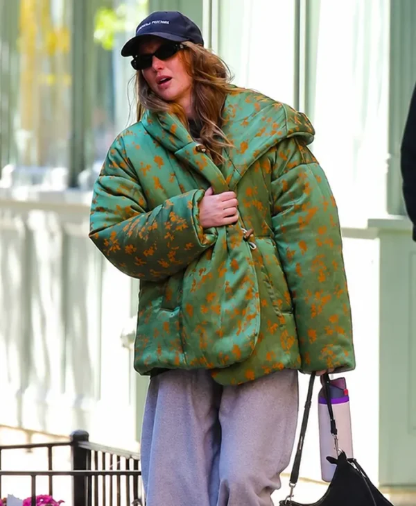 NYC 2026 Jennifer Lawrence Floral Green Jacket