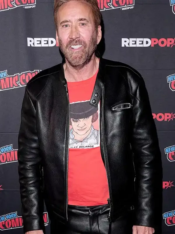 NYCC Spider Noir Nicolas Cage Black Leather Jacket