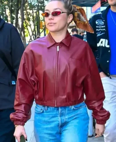 New York City Florence Pugh Leather Jacket
