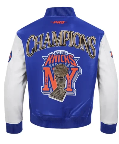 New York Knicks 2026 Championship Blue Leather Jacket