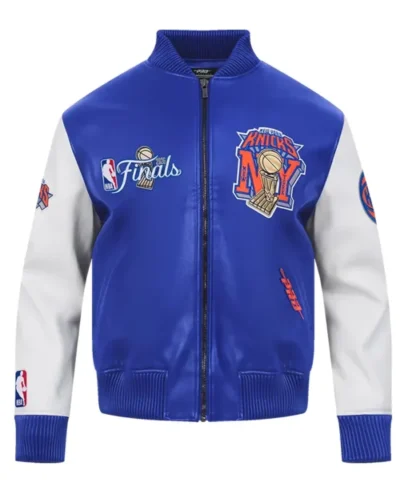 New York Knicks Champions 2026 Blue Leather Jacket