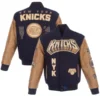 New York Knicks JH Design Full-Snap Wool & Leather Varsity Jacket