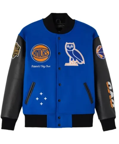 New York Knicks x OVO Raglan Full-Snap Varsity Jacket