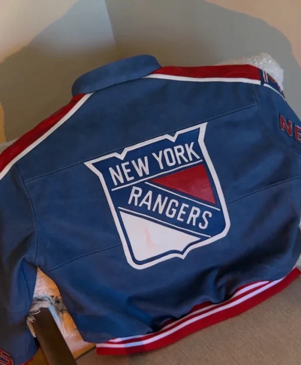New York Rangers Blue Leather Bomber Jacket