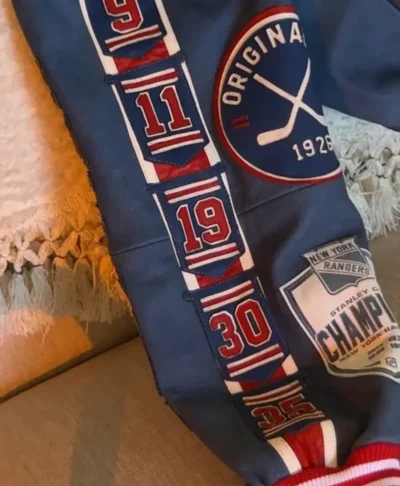 New York Rangers Blue Leather Bomber Jacket