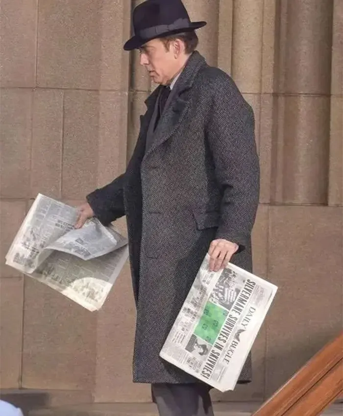 Nicolas Cage Spider Noir Grey Wool Coat