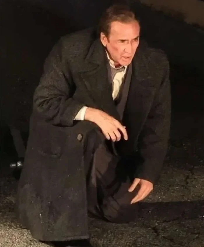 Nicolas Cage Spider Noir Grey Wool Coat