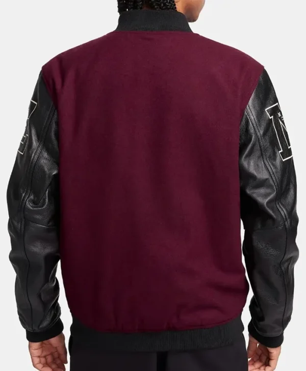 Nike Destroyer Maroon Wool Varsity Bomber Jacket