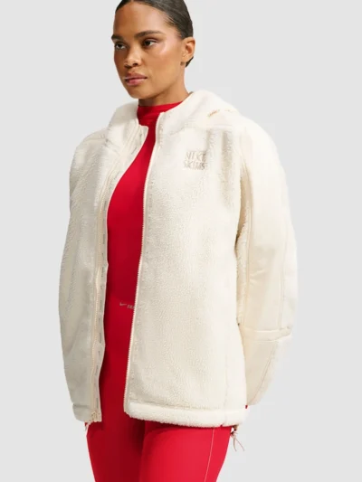Nike SKIMS White Sherpa Fleece Cropped Jacket