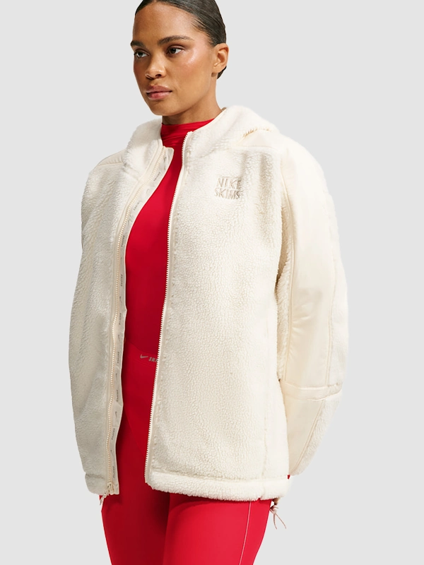 Nike SKIMS White Sherpa Fleece Cropped Jacket