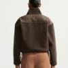 Nike x SKIMS Brown Sherpa Women’s Cropped Jacket