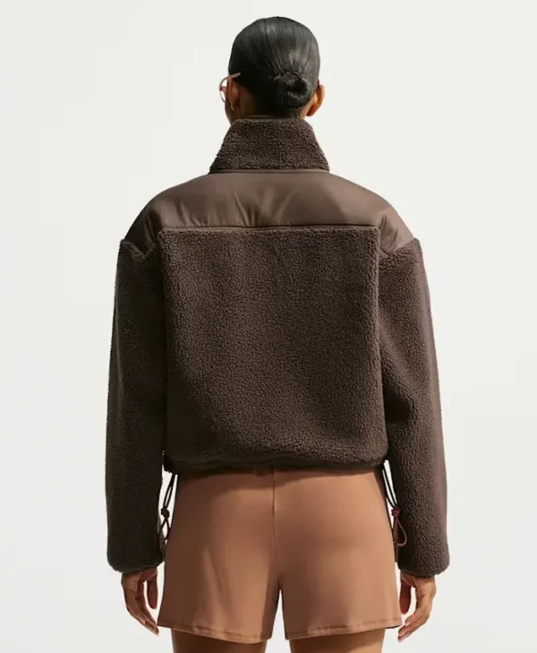 Nike x SKIMS Brown Sherpa Women’s Cropped Jacket