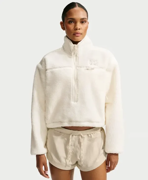 Nike x SKIMS White Sherpa Women’s Cropped Jacket