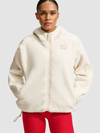 Nike x SKIMS White Sherpa Women’s Cropped Jacket