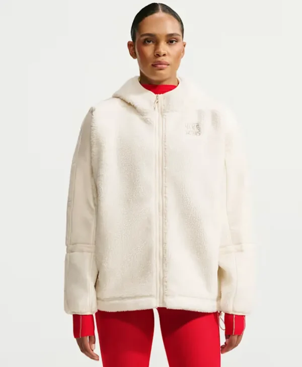 NikeSKIMS White Sherpa Oversized Hooded Jacket