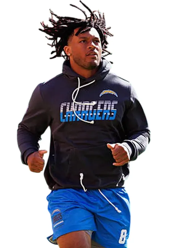 Omarion Hampton Chargers Powder Blue Zipper Hoodie