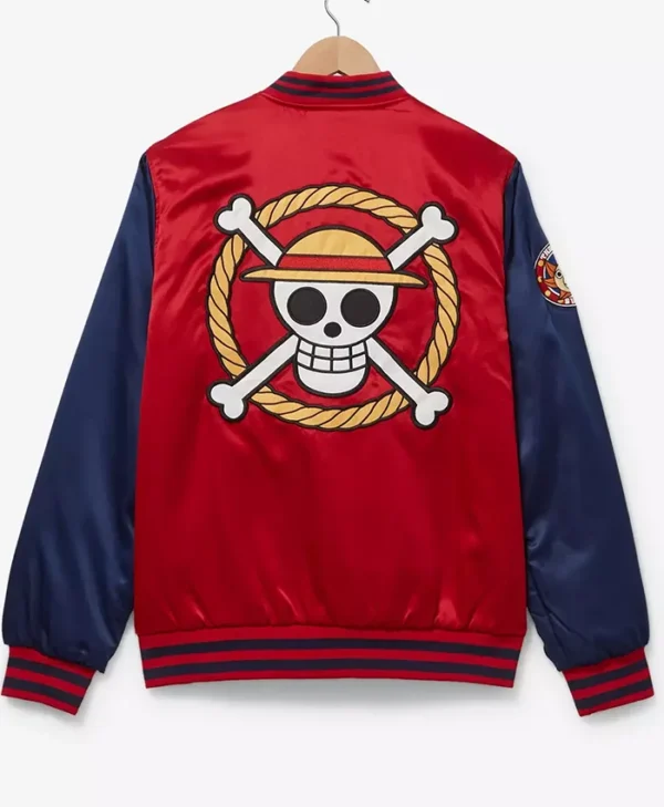 One Piece Luffy Red Satin Bomber Jacket