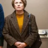 Onwards and Sideways Monica Dolan Brown Coat