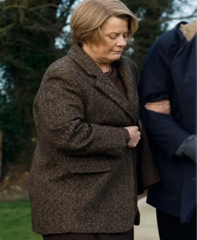 Onwards and Sideways Monica Dolan Brown Coat