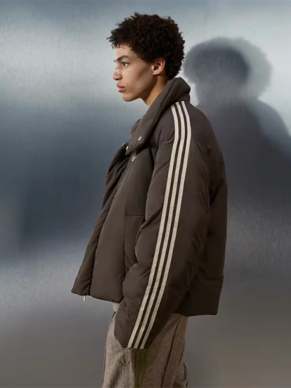 Oversized Brown Zipper Winter Puffer Jacket